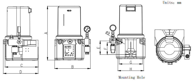 Desenho Técnico da Bomba de Lubrificação de Linha Simples GTS